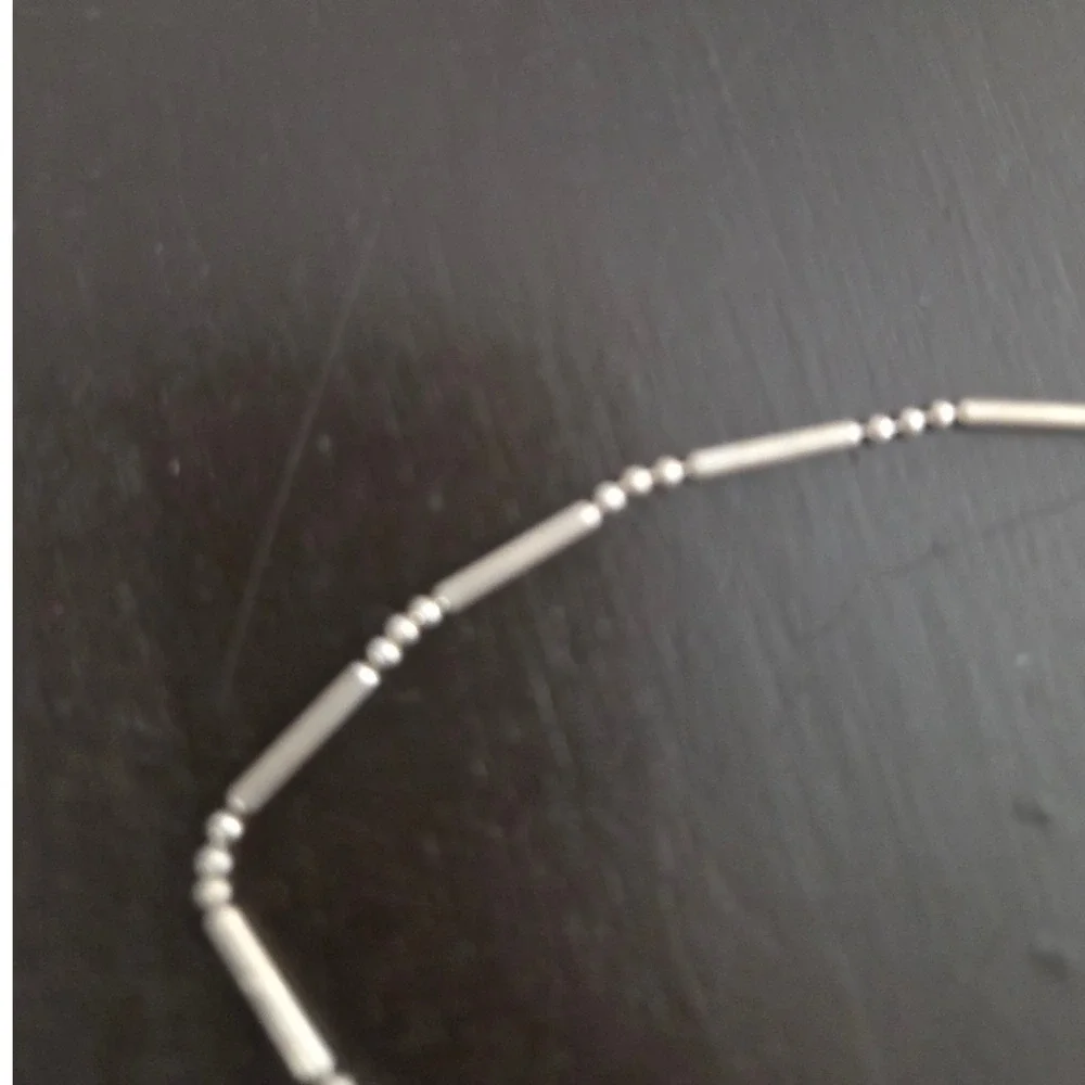 Silver Bracelet Set Rope Chain and Bar Bead Link 7.25-7.5 Inch 2 Piece